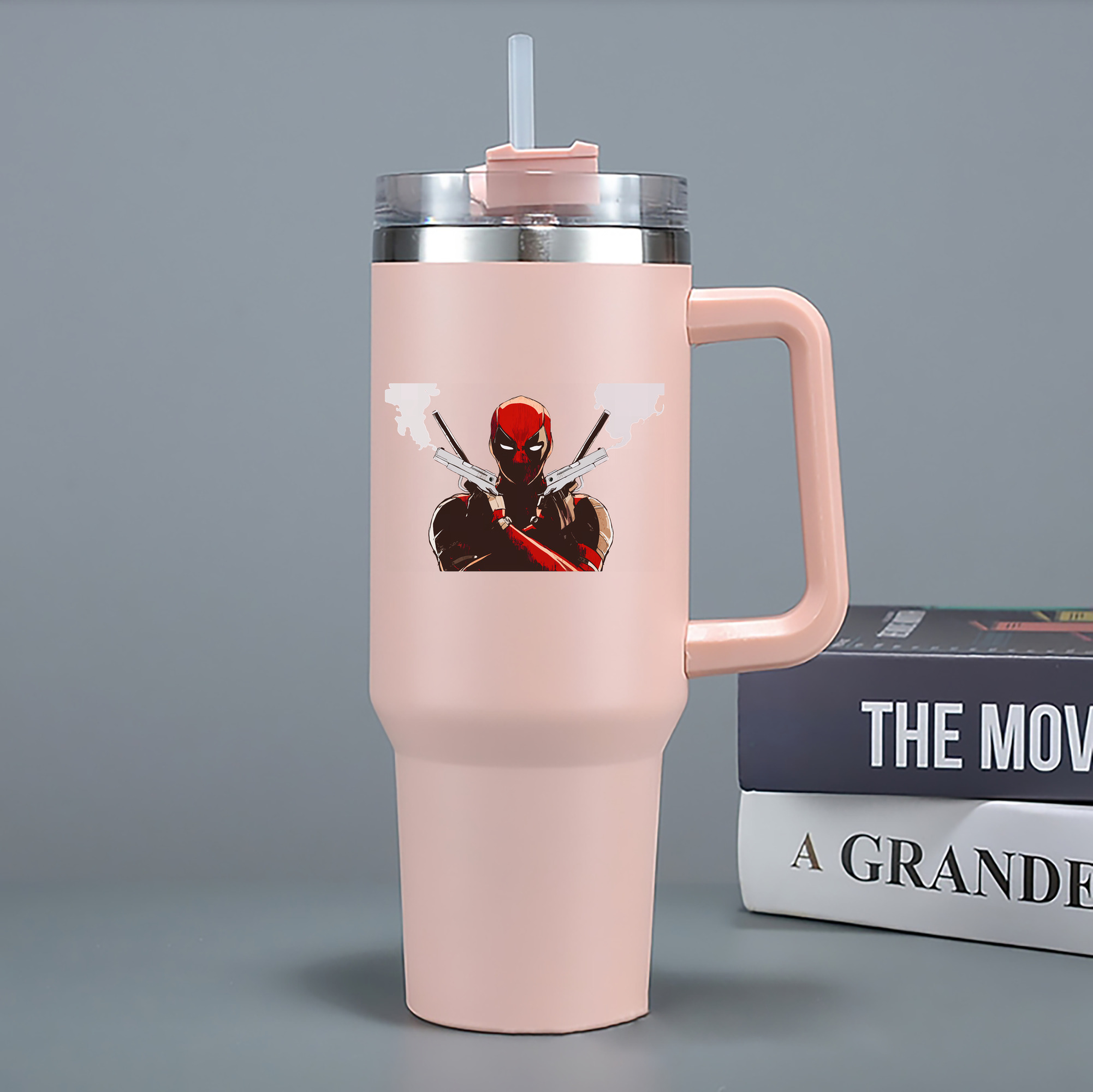 （画像用） Deadpool デッドプール 1200mL車用タンブラー - クリスタルステッカー（プラスチックストロー付き）